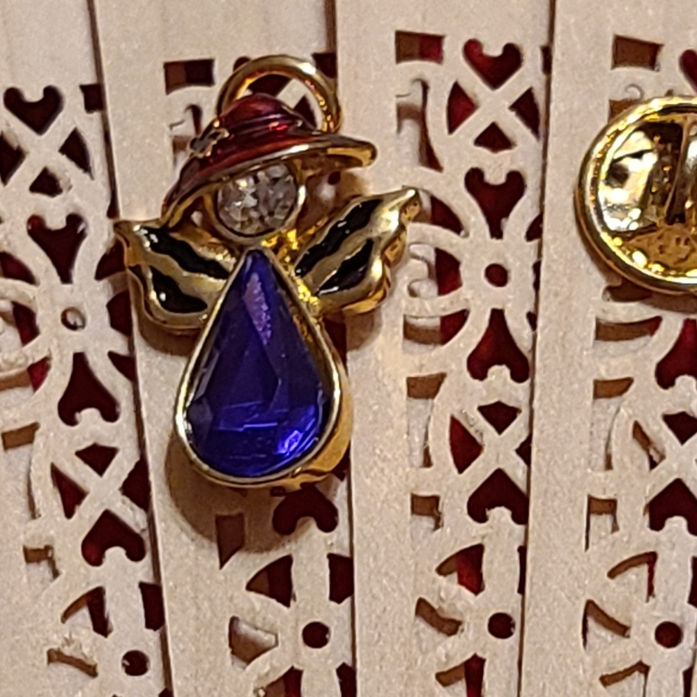 Unique Vintage Gold and Purple Angel Brooch